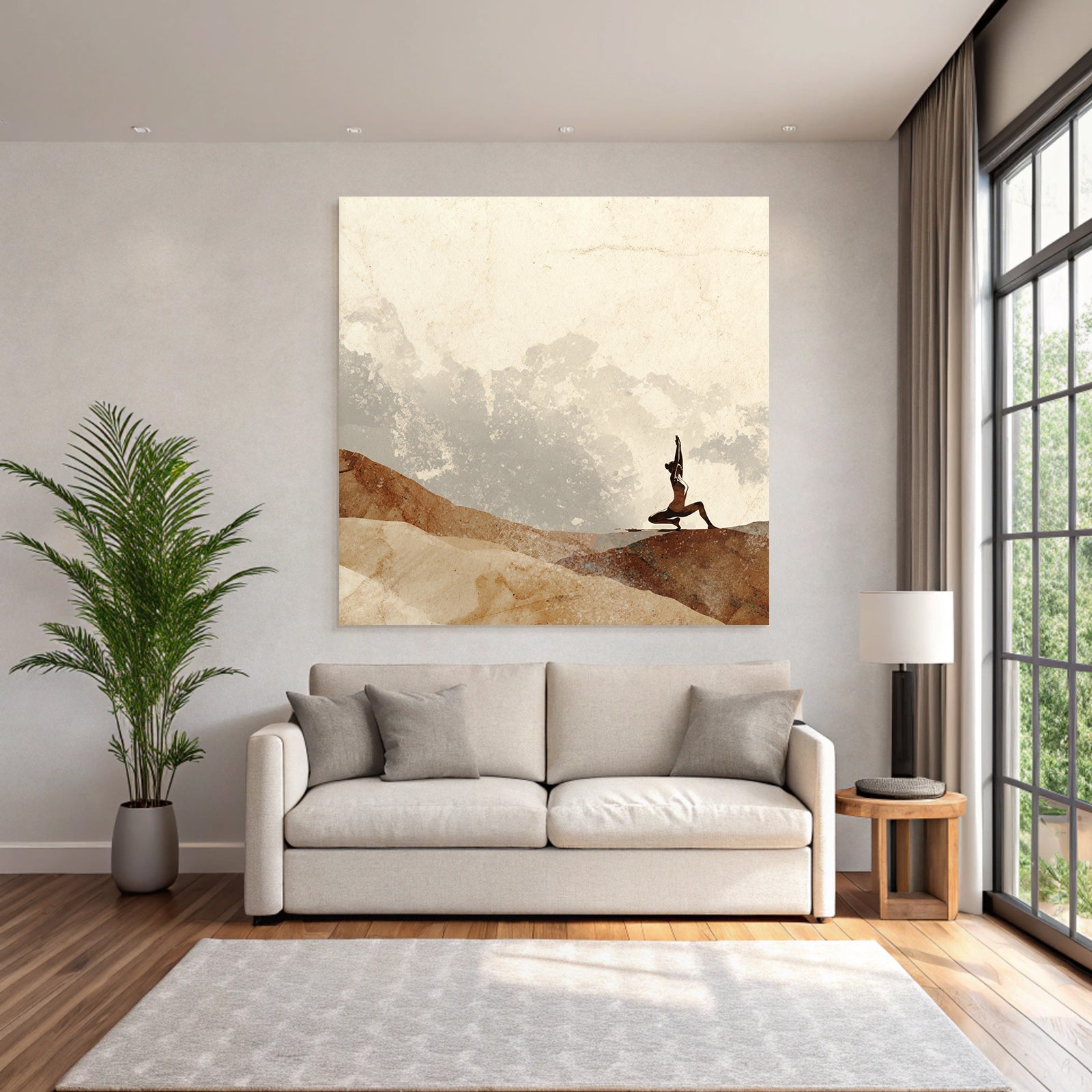 Yoga Meditation Yoga Pose Tranquil Nature Illustration Texturiert Erde Töne Abstract | Yoga und Meditation | Themen und Hobbys