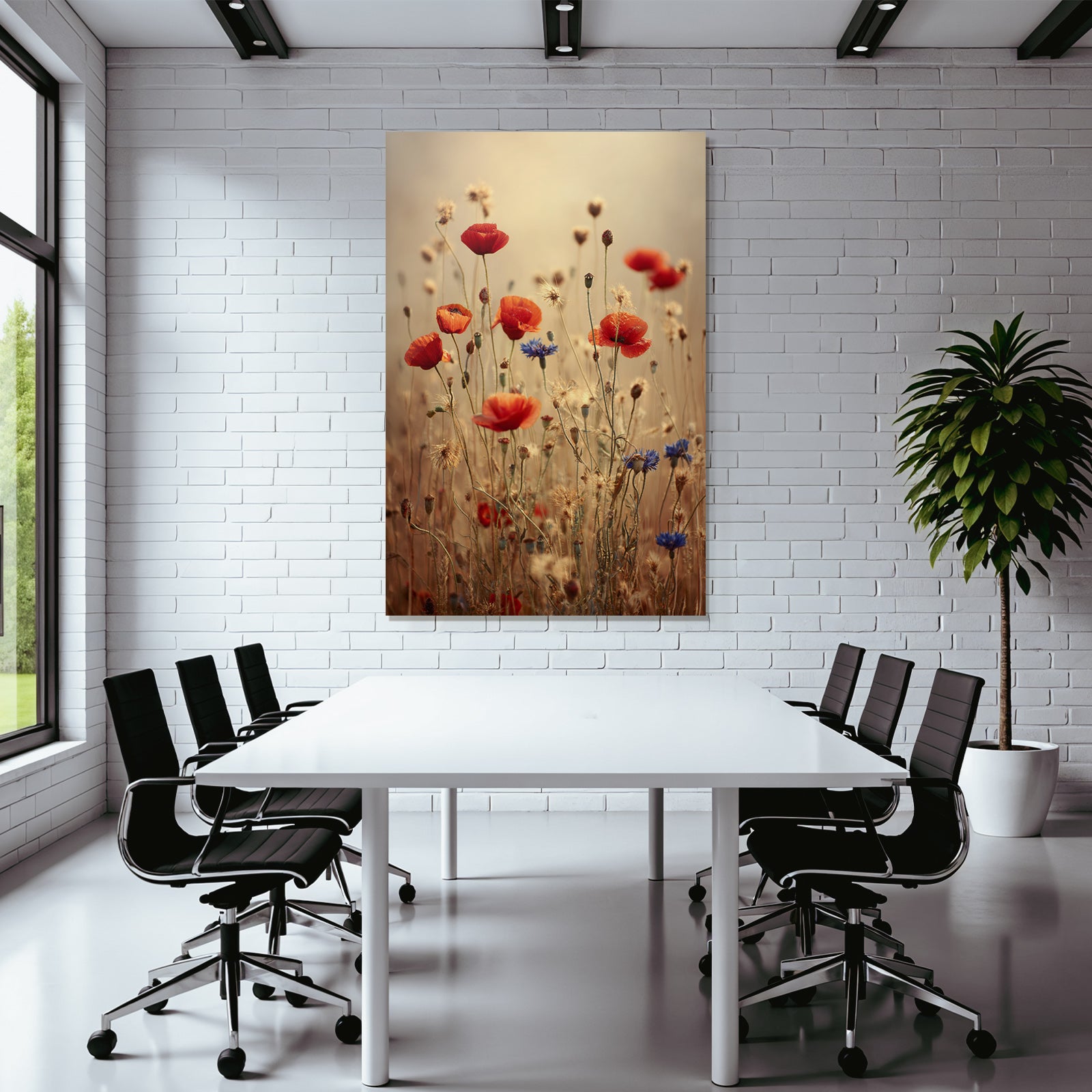 Wildfeld Mit Roten Mohn Und Blaün Korn