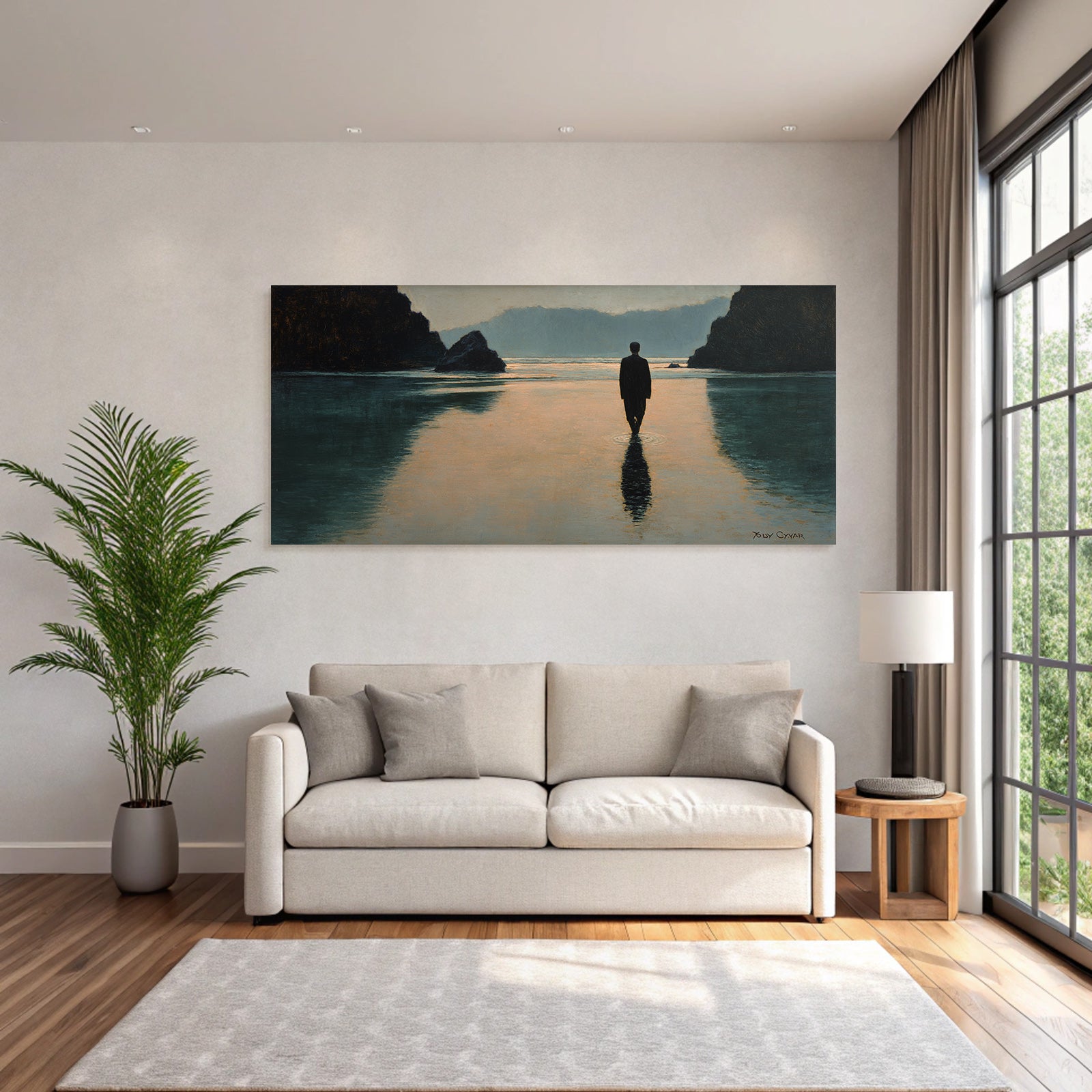 Yoga Meditation Einsame Figur Im Flachen Wasser Mit Steinformation Kunstvolle Repräsentation | Yoga und Meditation | Themen und Hobbys