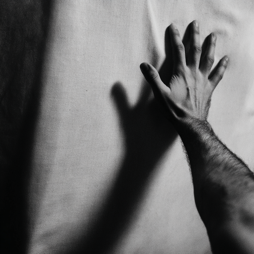 Hand Die Auf Eine Oberfläche Zuführt Schatten Schwarz Und Weiss | Haende und Gestik | Menschen und Emotionen