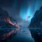 Polarlicht Ruhige Und Dramatische Landlandschaft Mit Nordlicht Und Bergsee | Fjorde und Gletscher | Landschaften