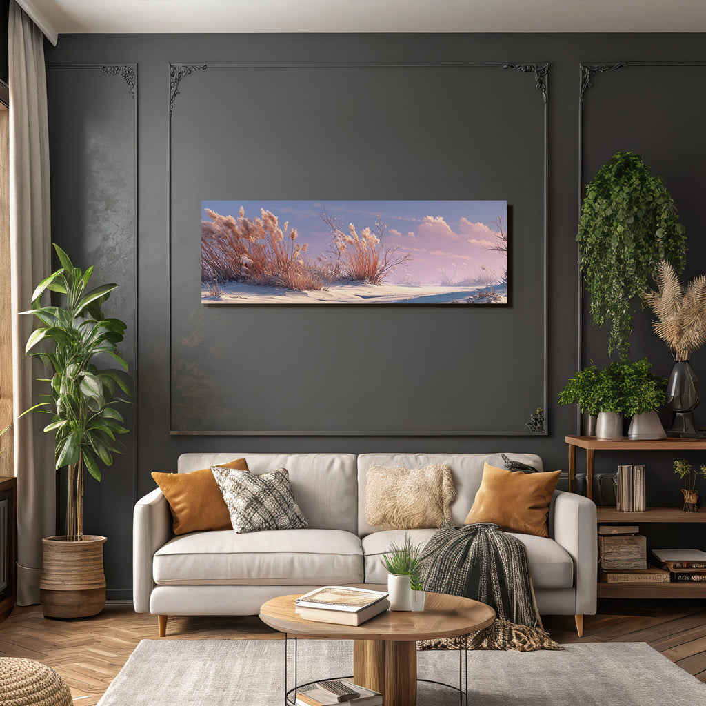 Ruhige Winterlandschaft Mit Gras Und Pastellfarbenem Himmel | Duenen und Heide | Landschaften