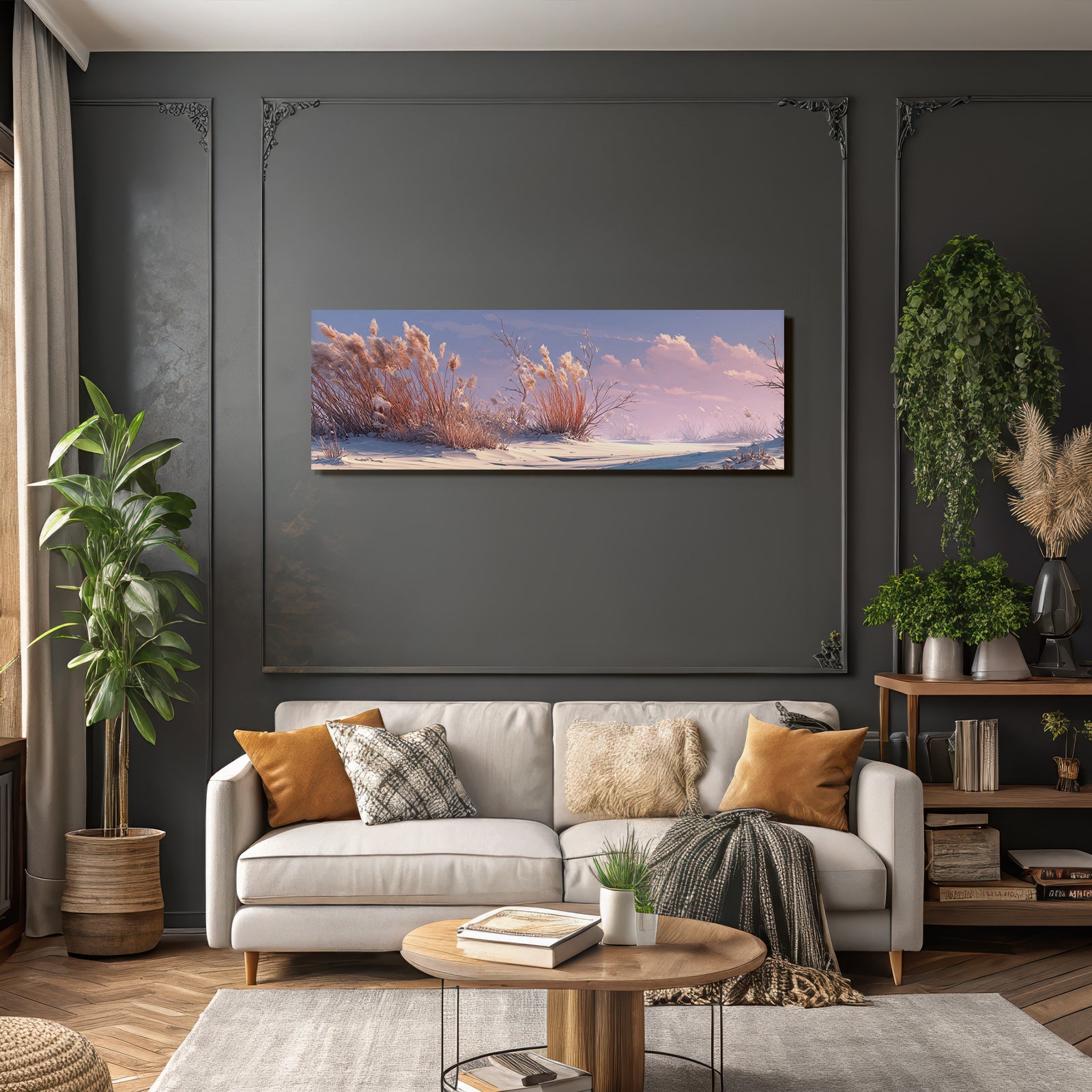 Ruhige Winterlandschaft Mit Gras Und Pastellfarbenem Himmel | Duenen und Heide | Landschaften