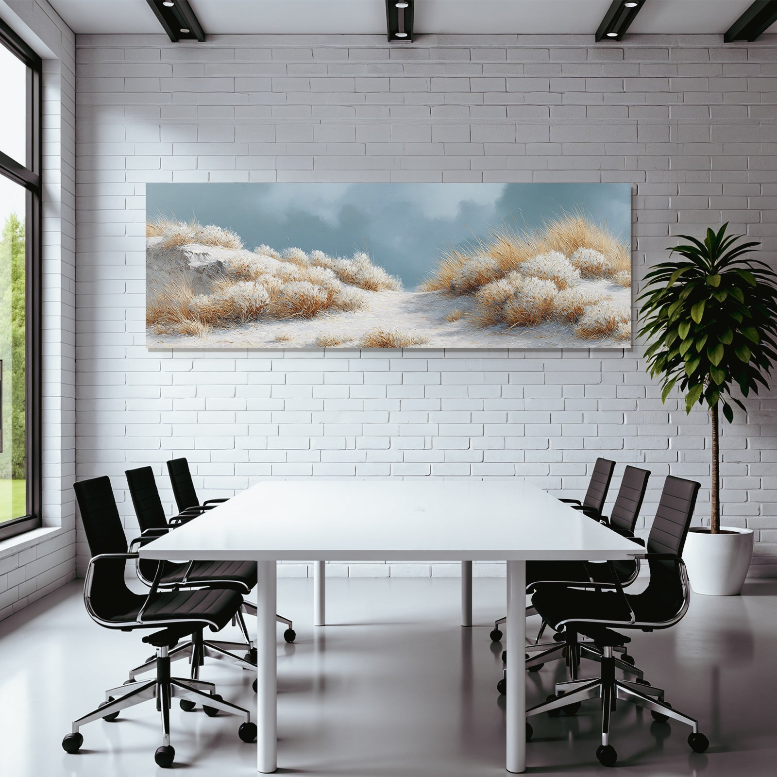 Ruhige Landschaft Impressionistisch Malerei Sandy Terrain Blaür Himmel | Duenen und Heide | Landschaften