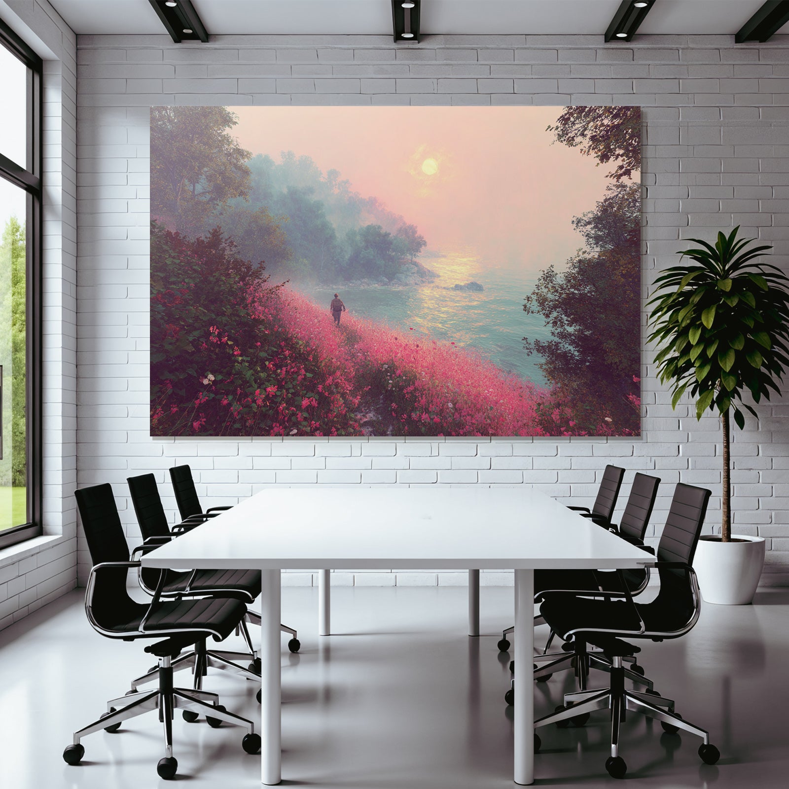 Yoga Meditation Friedliche Landschaft Mit Blumen Sunset Und Person Am Strand | Yoga und Meditation | Themen und Hobbys