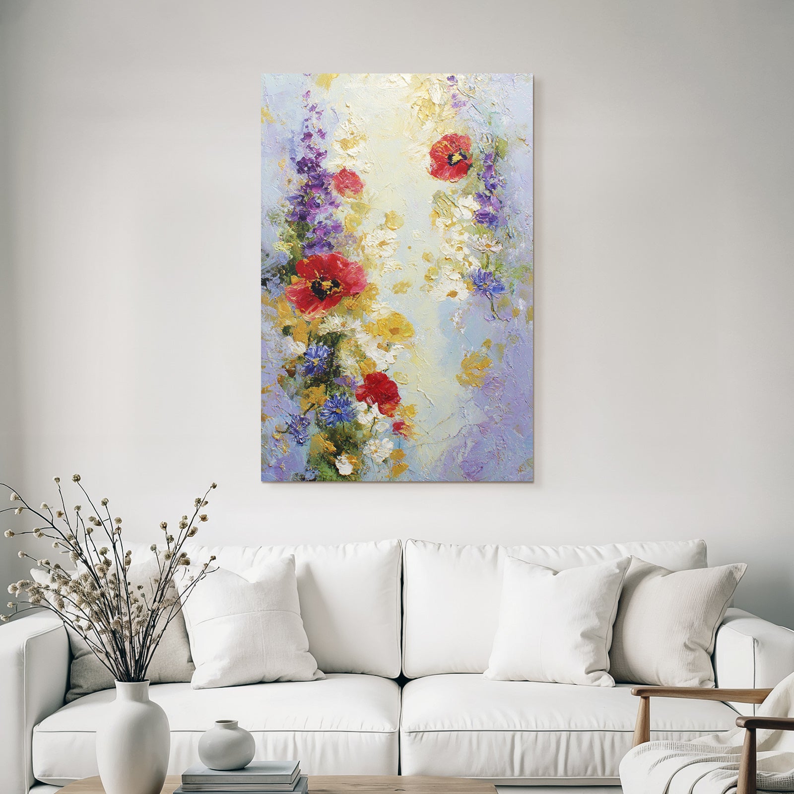 Impressionistisches Florales Gemälde Mit Mohn Und Gänseblümchen