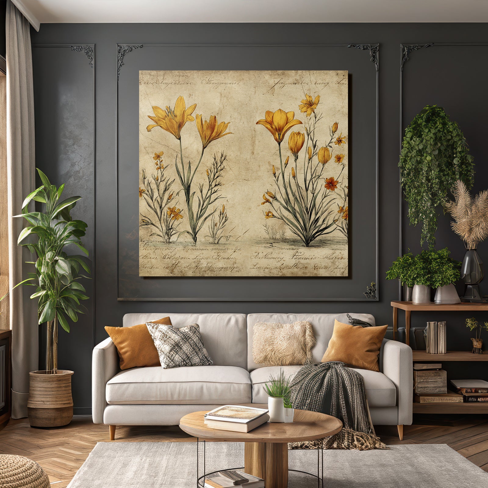 Botanische Illustration Gelbe Auf Altem Hintergrund