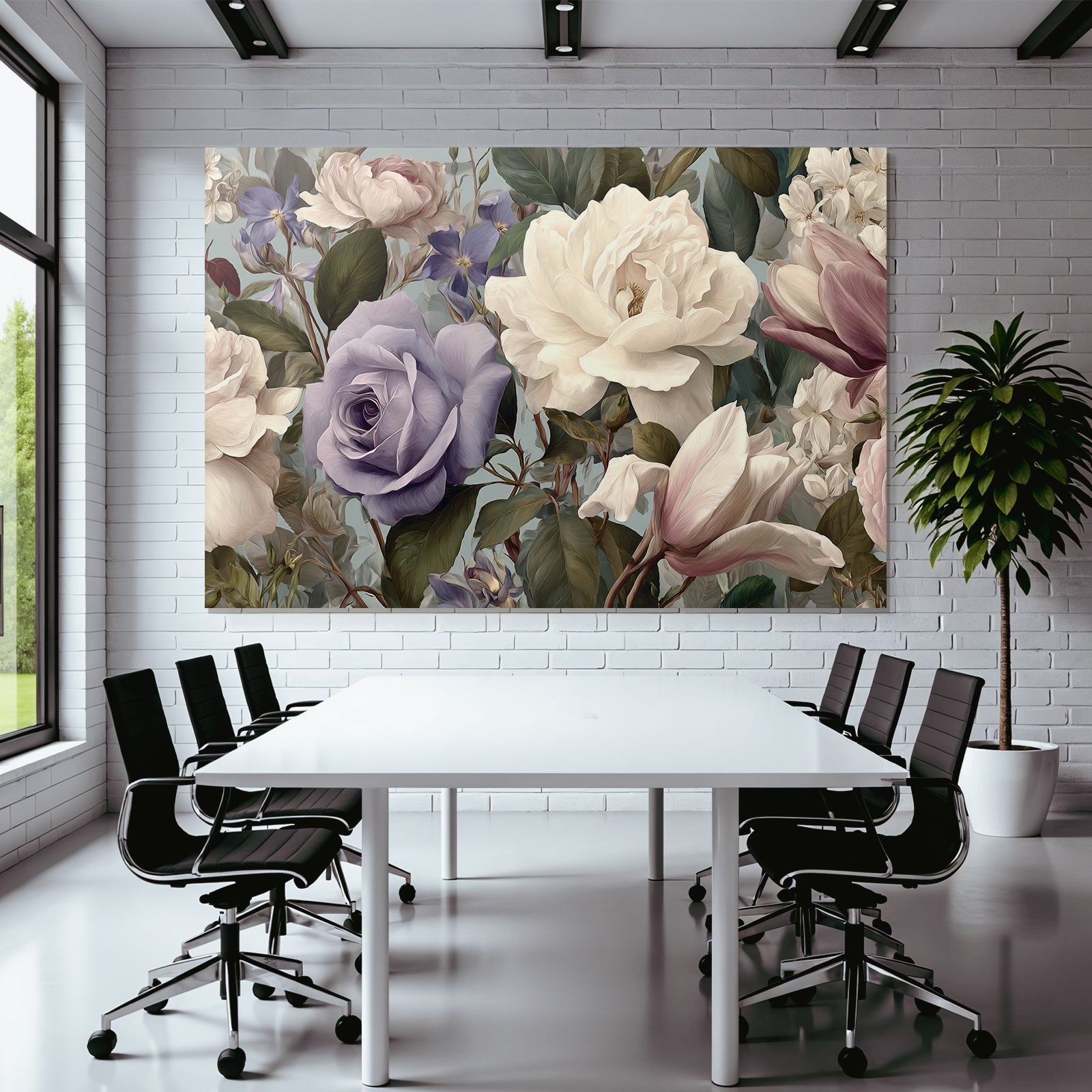 Illustration Mit Rosen Und Blättern In Malerischem Stil
