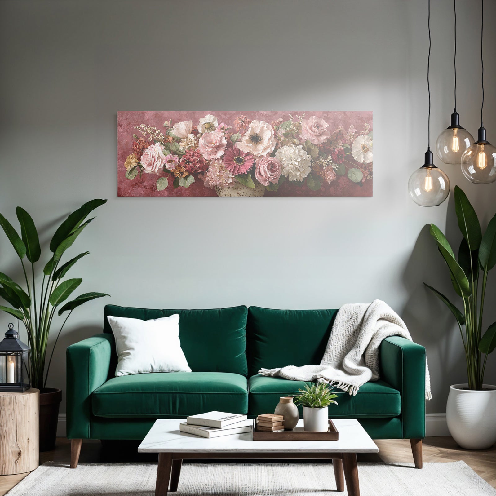 Trocken Retro Flowers Strauss Rot Weiss Rosa Kunstwerk