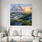 Ruhige Landschaft Sanddünen Horizontfarbiger Sonnenuntergang | Duenen und Heide | Landschaften