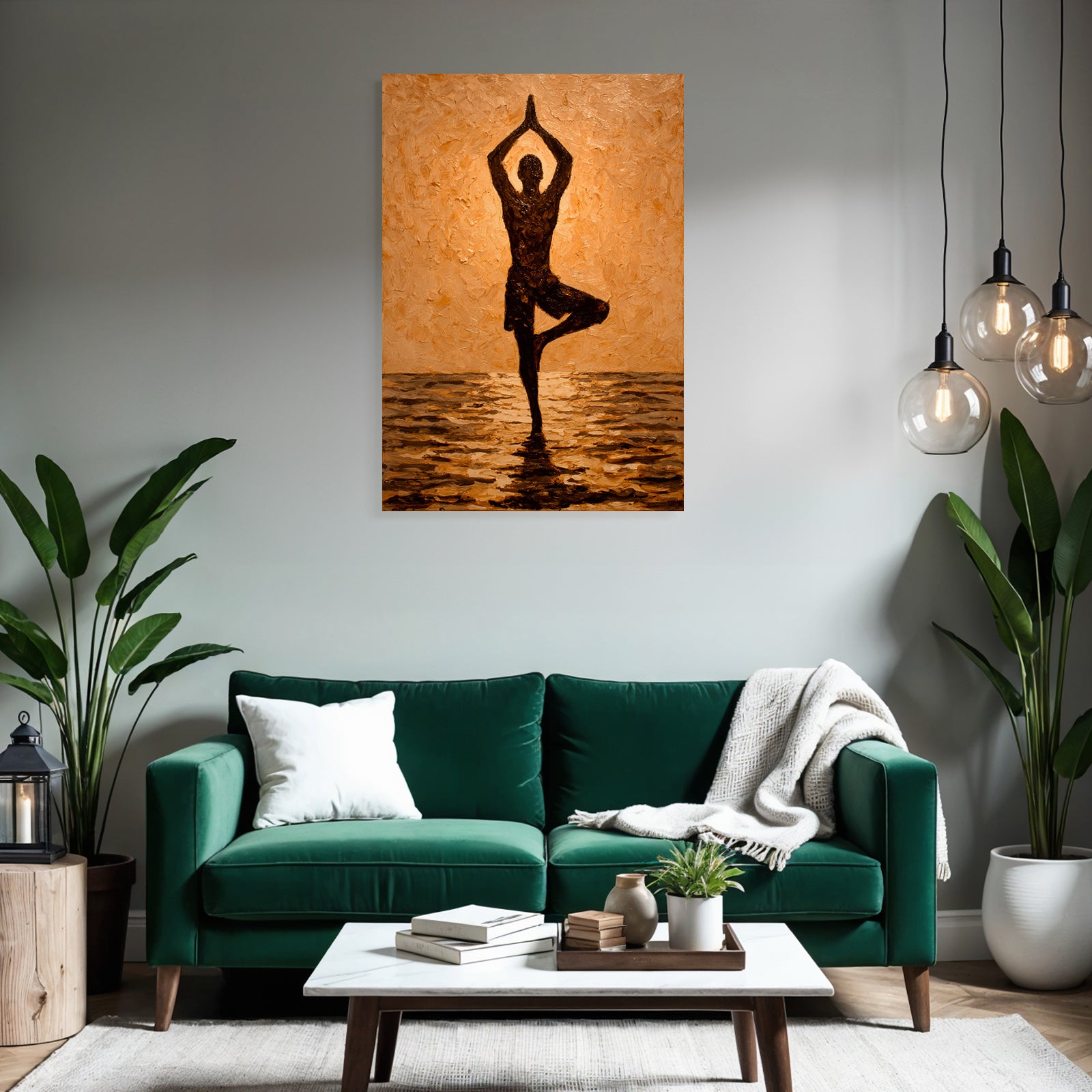 Yoga Meditation Baum Yoga Pose Beruhigung Ölmalerei | Yoga und Meditation | Themen und Hobbys