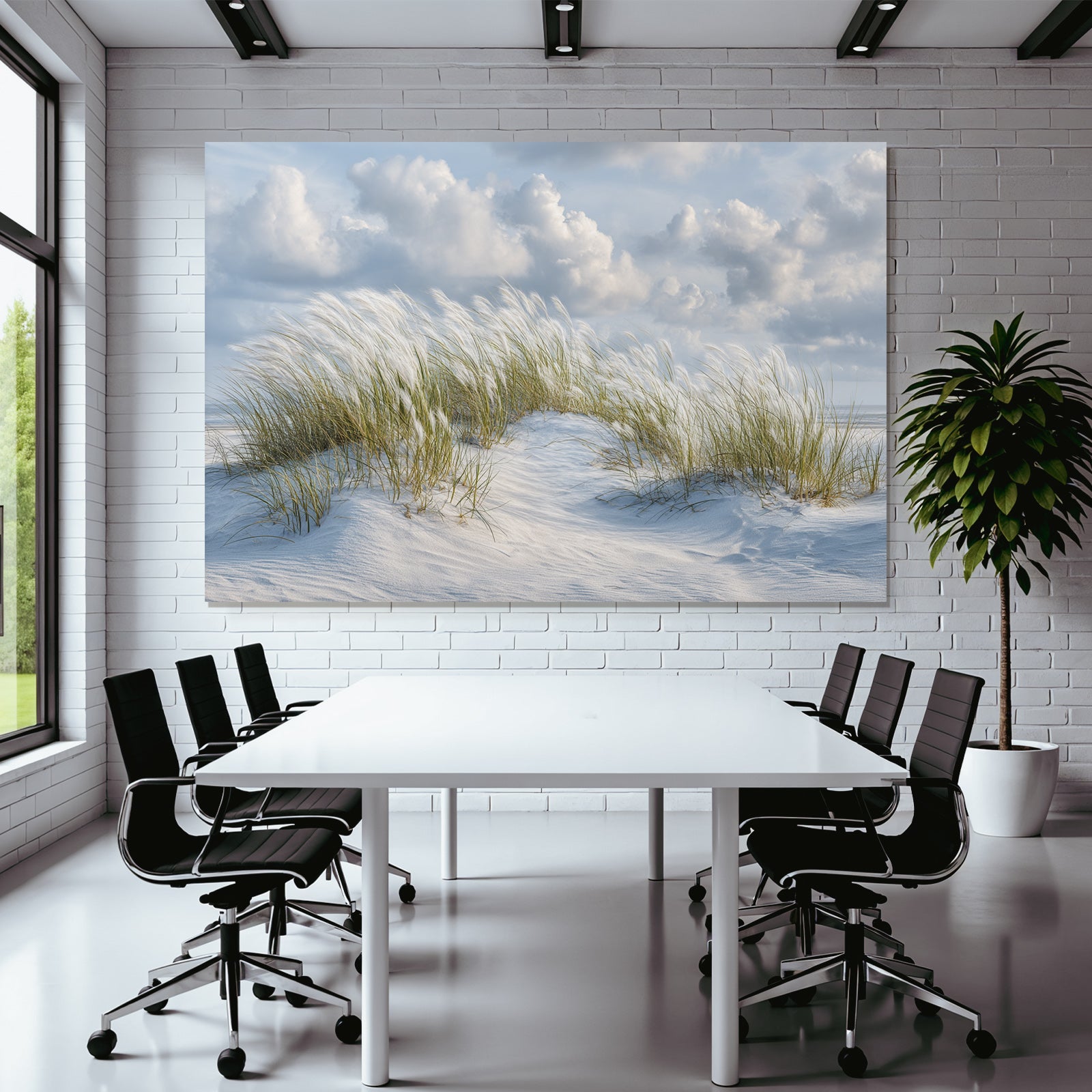 Sandstrand Mit Gras Und Wolken | Duenen und Heide | Landschaften