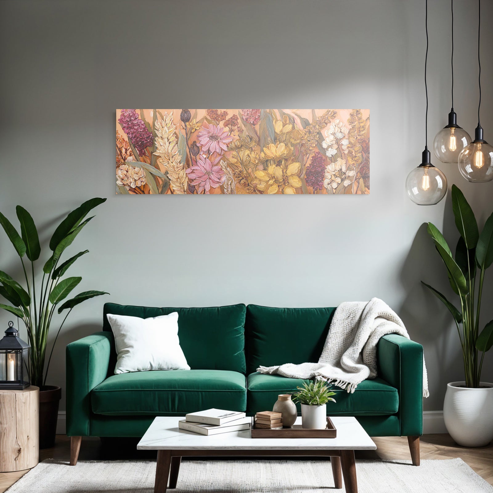 Trocken Retro Flowers Vibrante Anordnung Mit Textur In Warmen Farben