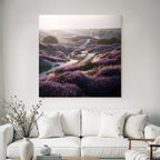 Landschaft Mit Heideblumen Modernen Architektur Dawn Dusk | Duenen und Heide | Landschaften