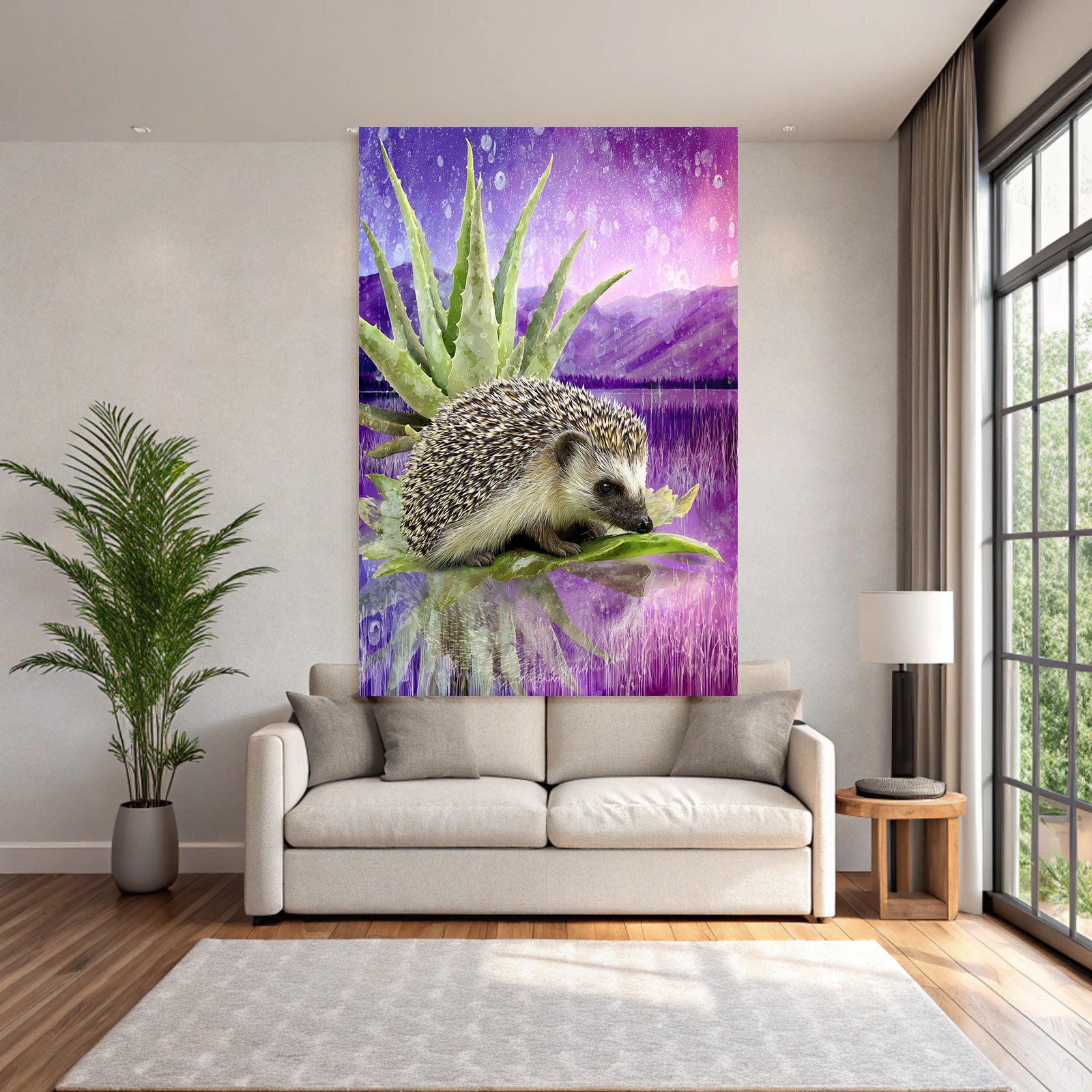 Polarlicht Igel Auf Aloe Pflanze Lebendige Hintergrund Farbenfrohe Landschaft | Fjorde und Gletscher | Landschaften