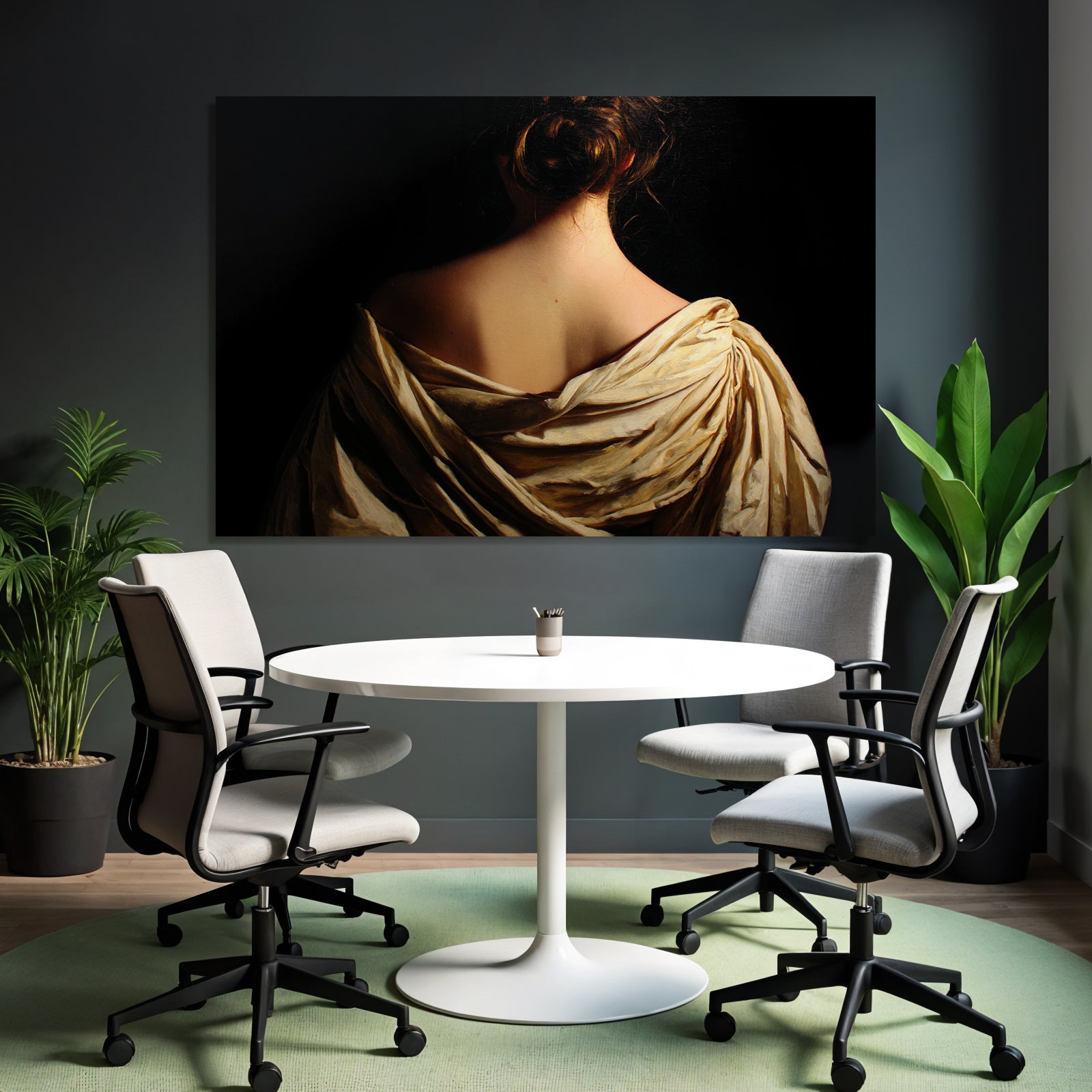 Elegante Rückenansicht Mit Flouwendem Gewand Gemalt | Aktkunst und Sinnlichkeit | Menschen und Emotionen