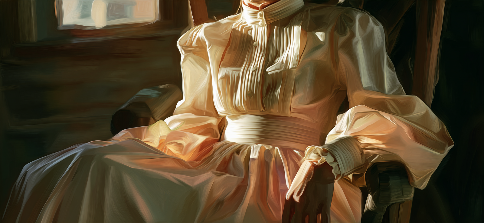 Vintage Dress Sitting In Dimly Lit Room Nostalgic Atmosphere | Aktkunst und Sinnlichkeit | Menschen und Emotionen
