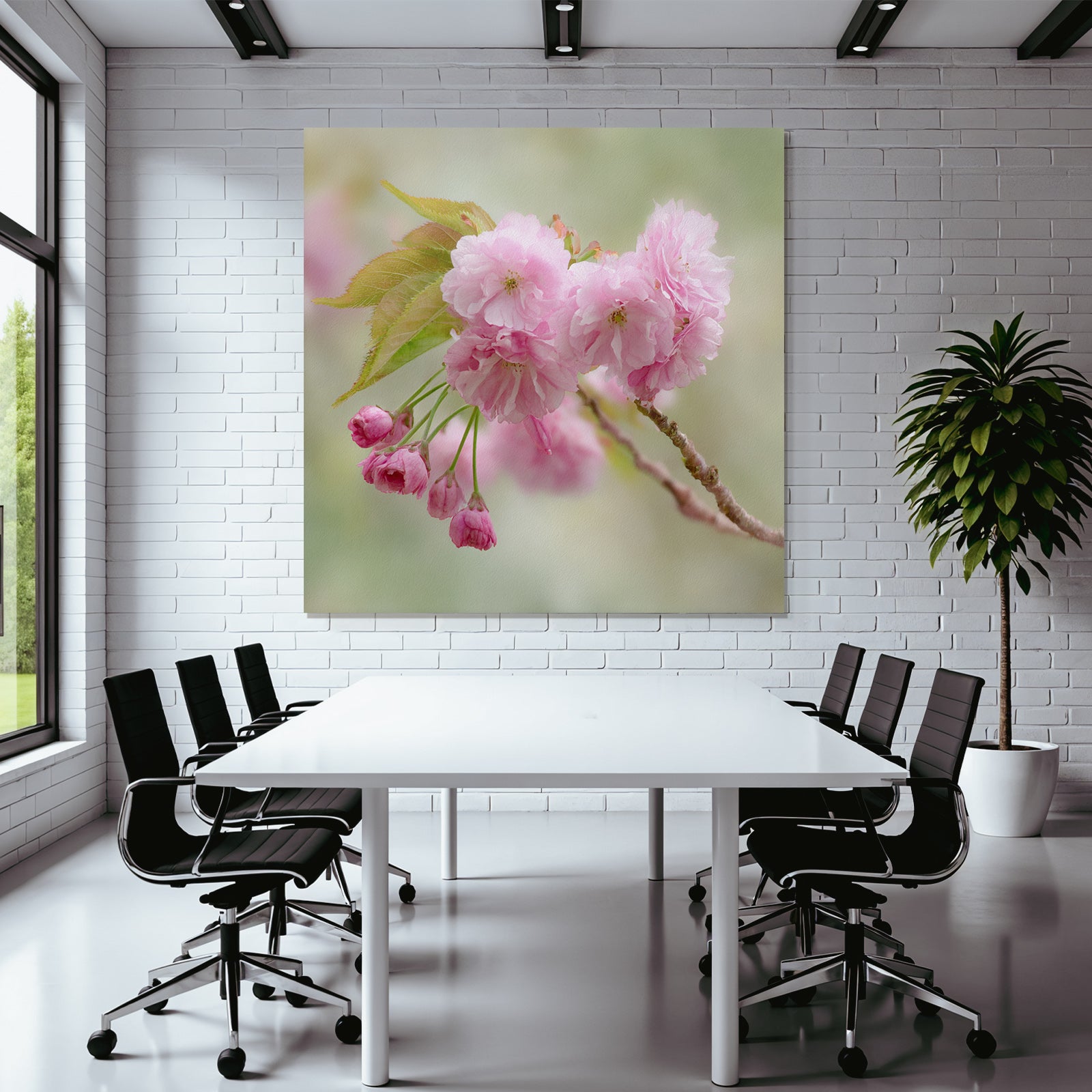 Zarter Zweig Mit Rosafarbenen Kirschblüten Und Knospen