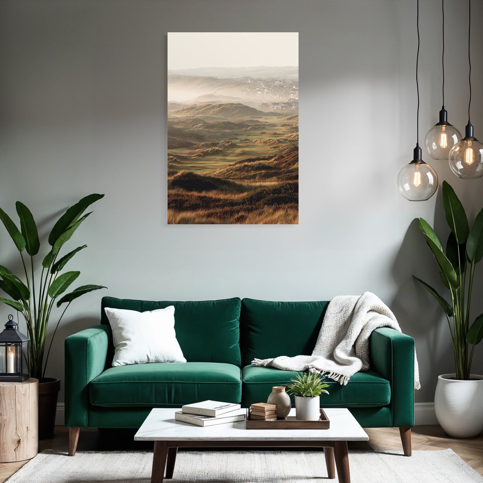 Scenic Landscape Rolling Hills Misty Coastal Area Dawn Dusk | Duenen und Heide | Landschaften