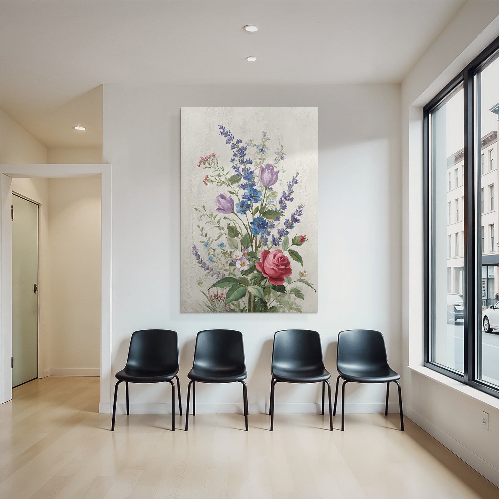 Schönes Arrangement Mit Rosen Und Bunten Blüten