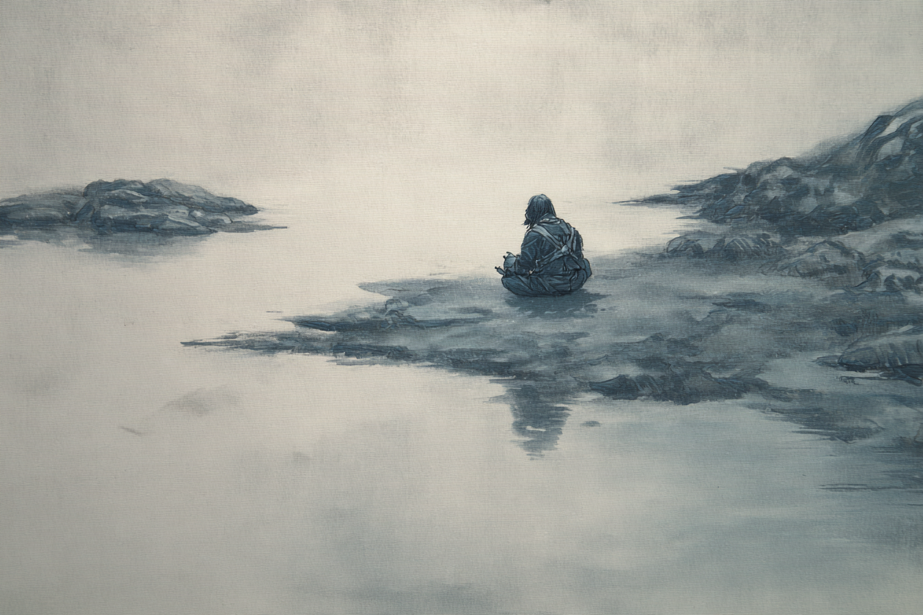 Yoga Meditation Einsame Figur Am Wasser Kontemplation In Der Natur | Yoga und Meditation | Themen und Hobbys