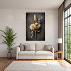 Trocken Retro Flowers Getrocknete Straus Mit Gras Schnur Dunkler Hintergrund