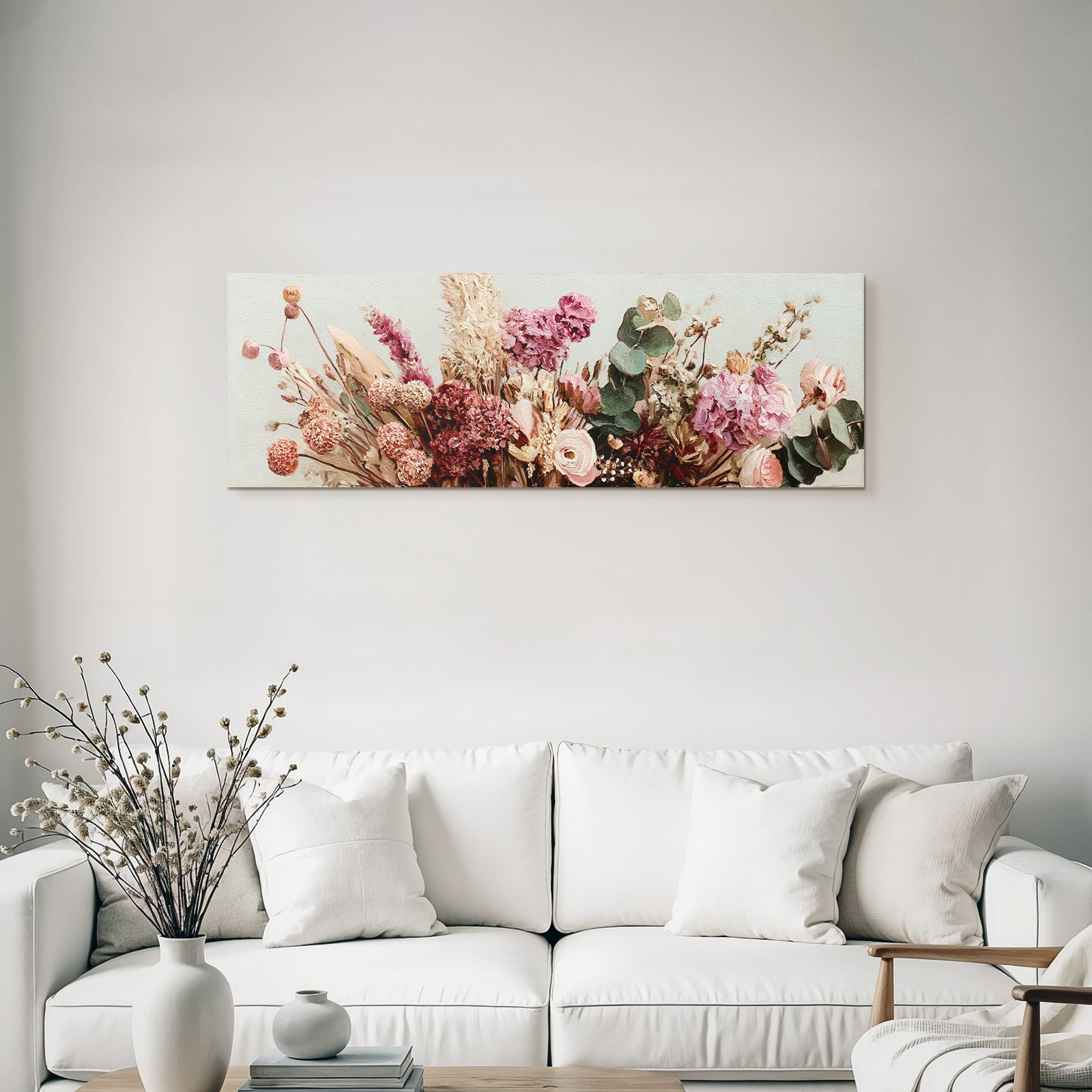 Trocken Retro Flowers Florale Anordnung Mit Soften Farbtonen Pink Und Weiss