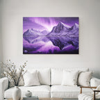 Polarlicht Berglandschaft Mit Aurora Borealis Reflexionen | Fjorde und Gletscher | Landschaften
