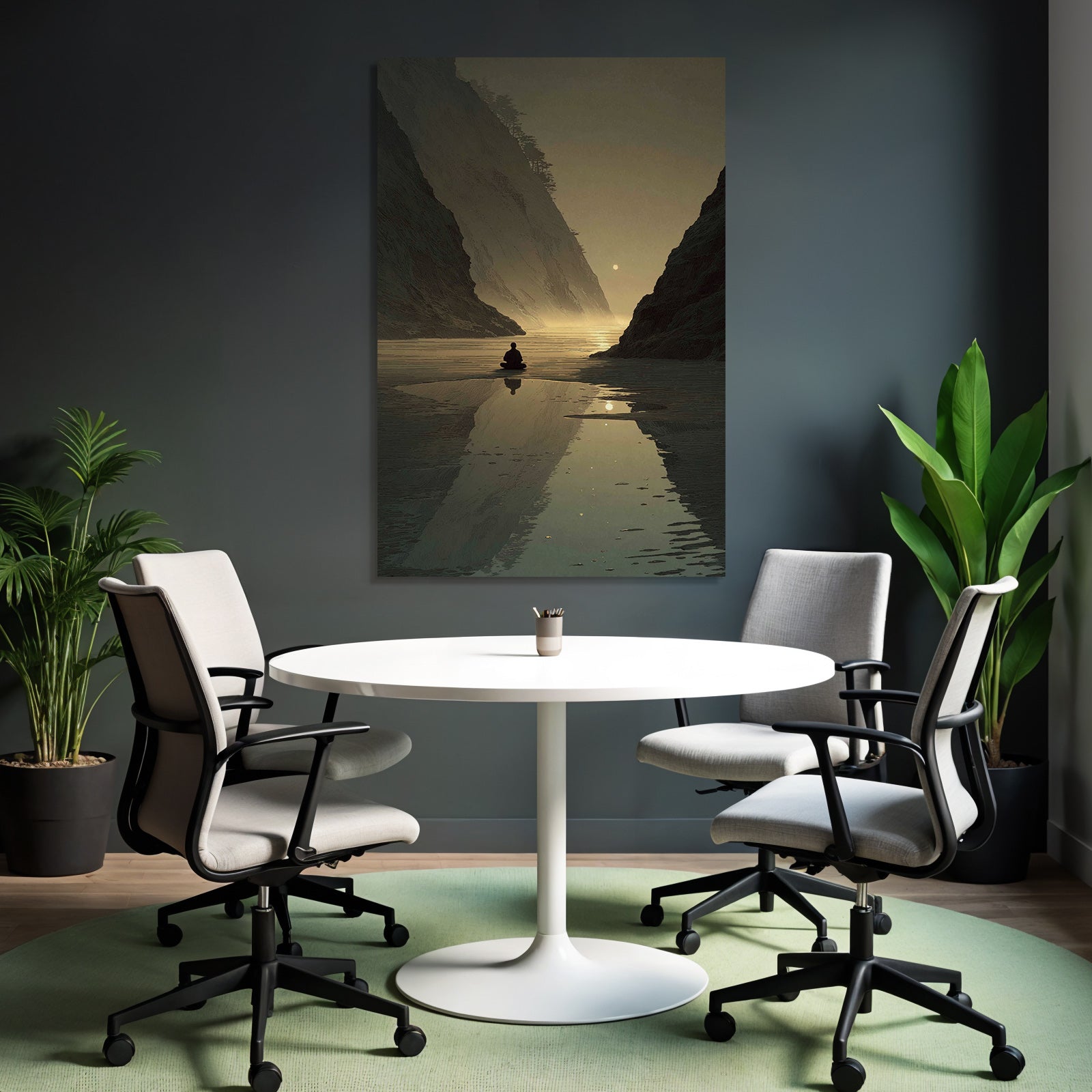 Yoga Meditation Ruhige Landschaft Meditierende Person Am Wasser Sonnenuntergang | Yoga und Meditation | Themen und Hobbys