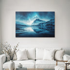 Polarlicht Szenische Landlandschaft Mit Bergen Und Aurora Borealis Reflektiert Im Wasser | Fjorde und Gletscher | Landschaften