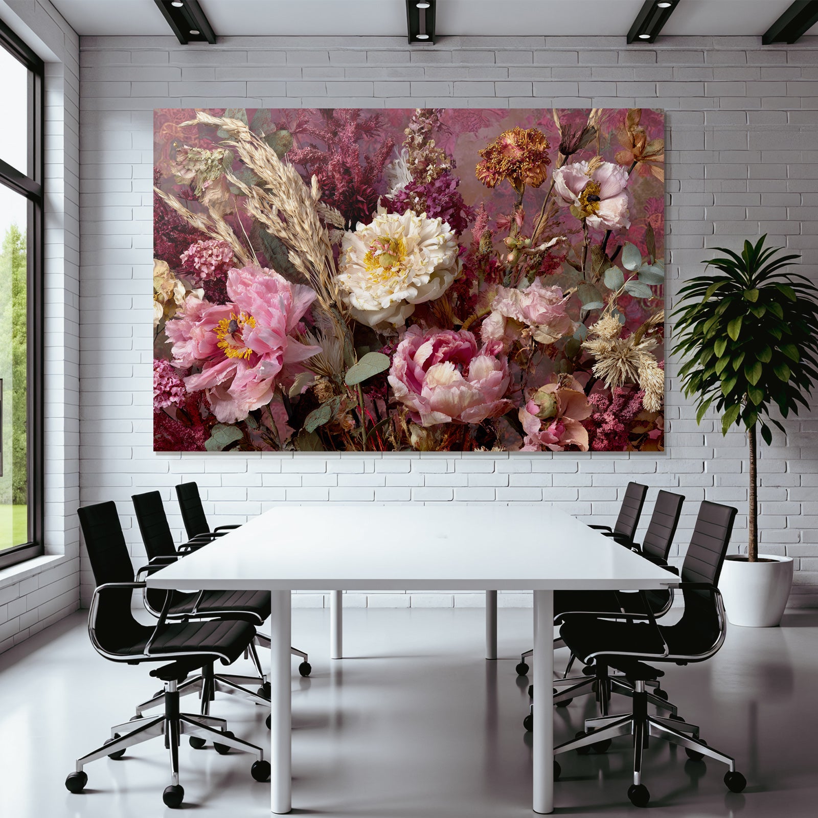 Trocken Retro Flowers Arrangement Blüten Getrocknete Pflanzen Wheat Eukalyptus