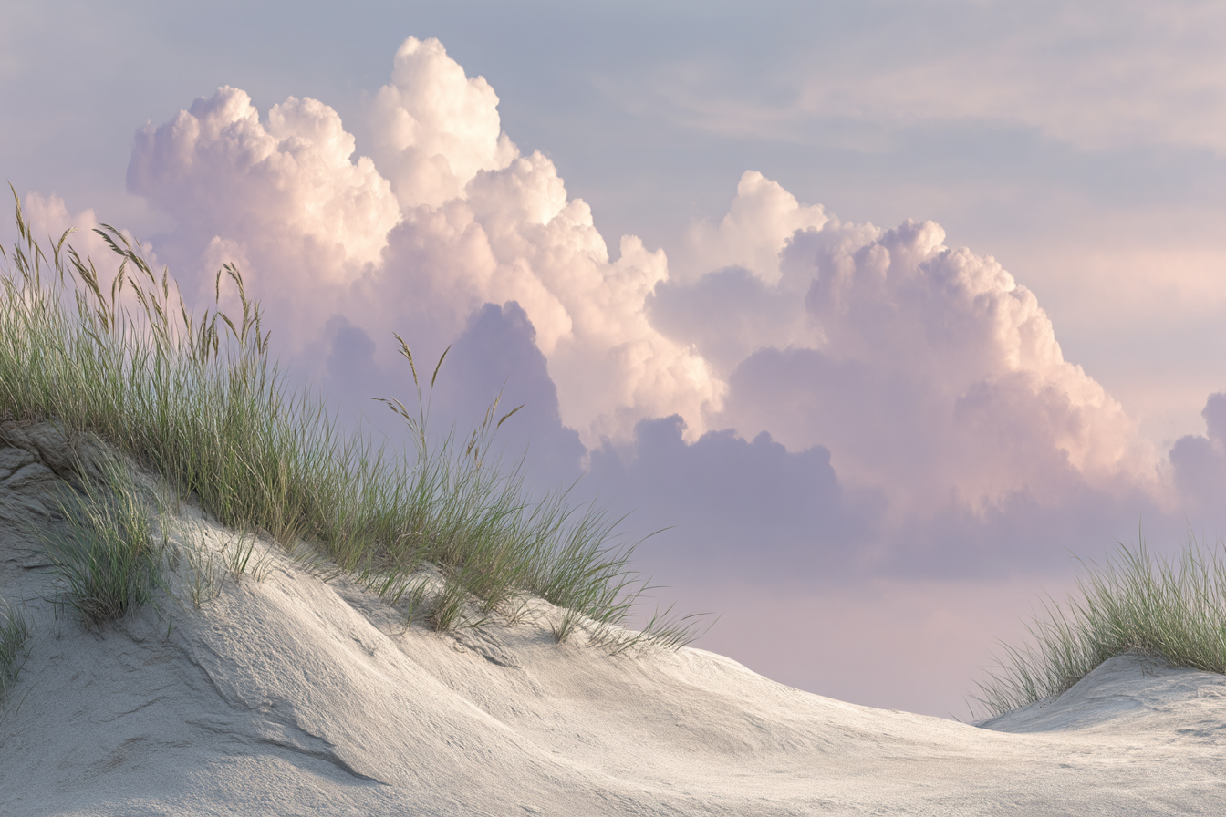 Sanddünen Mit Gras Hintergrund Buntes Himmelslicht | Duenen und Heide | Landschaften