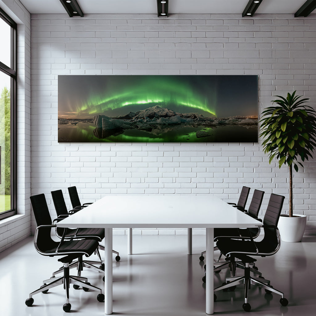 Polarlicht Aurora Borealis Icebergs Mountains Reflection Norwegen | Fjorde und Gletscher | Landschaften