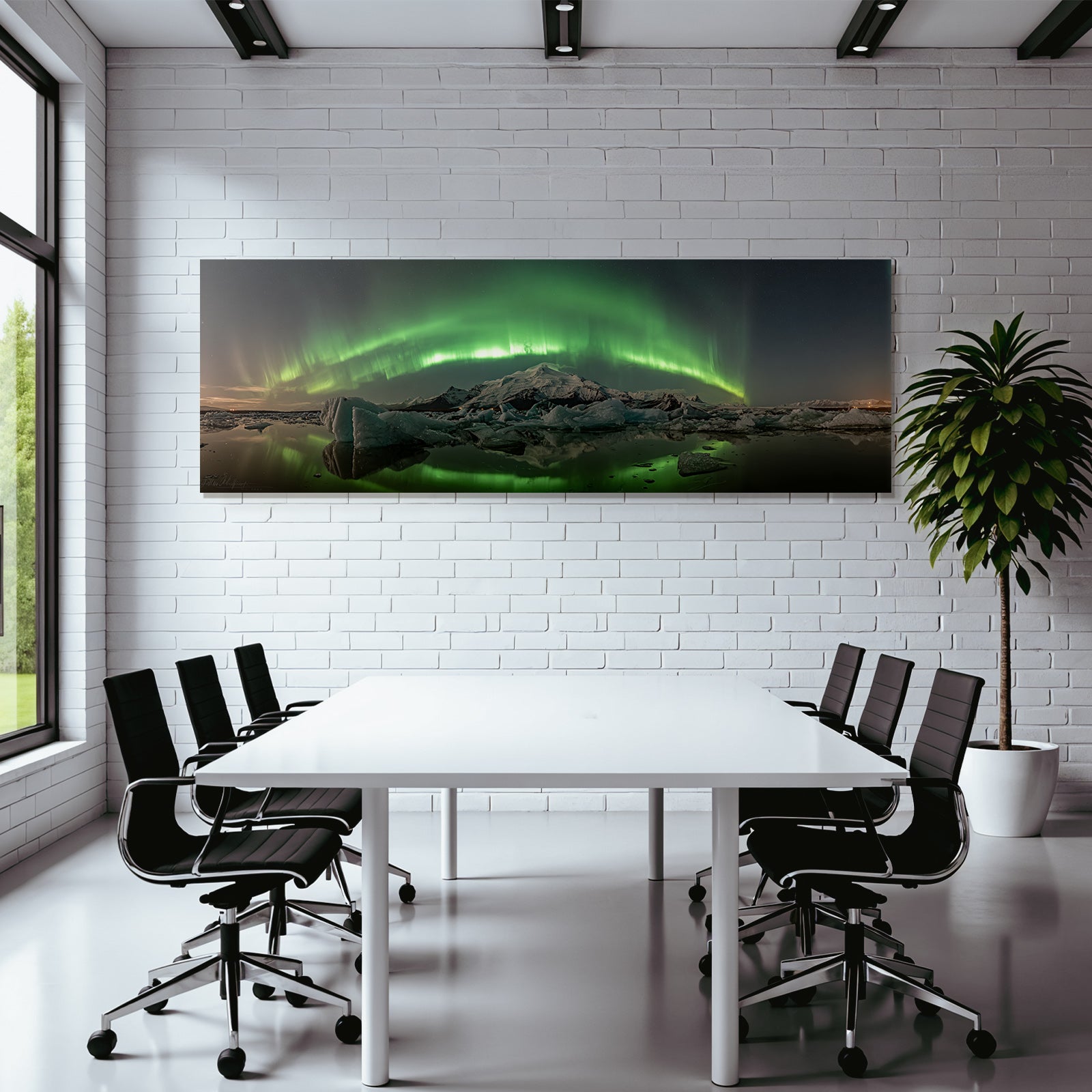 Polarlicht Aurora Borealis Icebergs Mountains Reflection Norwegen | Fjorde und Gletscher | Landschaften
