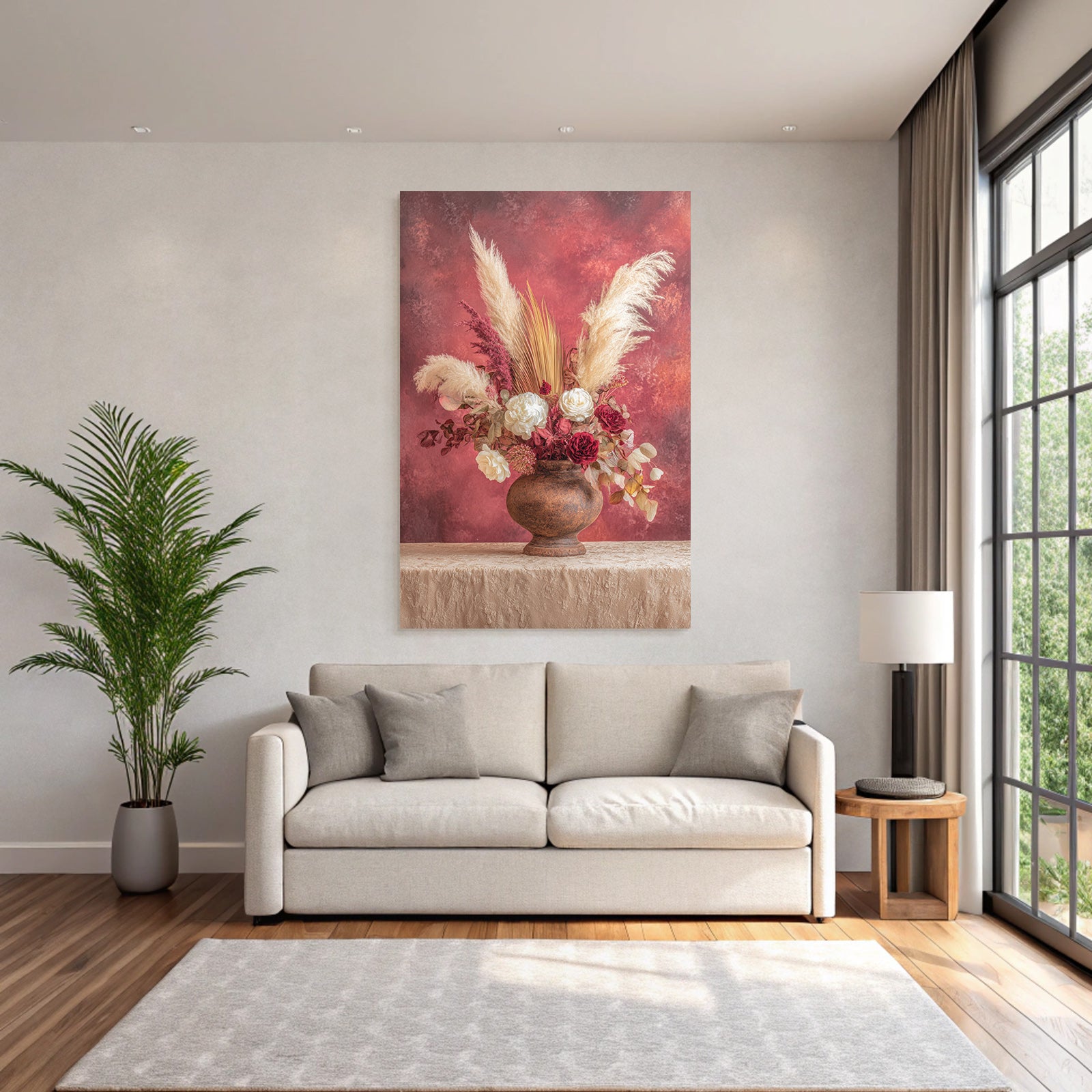 Trocken Retro Flowers Getrocknete Dekorative Anordnung In Rustikalem Vase