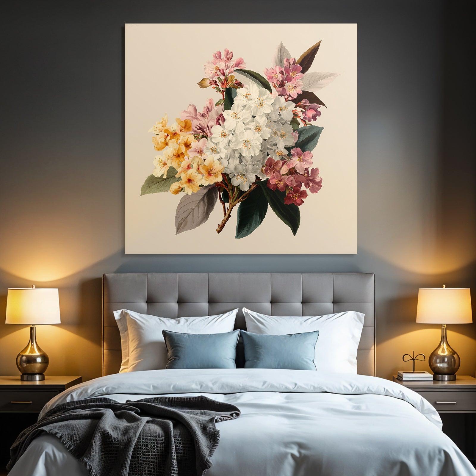 Strauss Mit Bunten Blüten Und Grünen Blättern