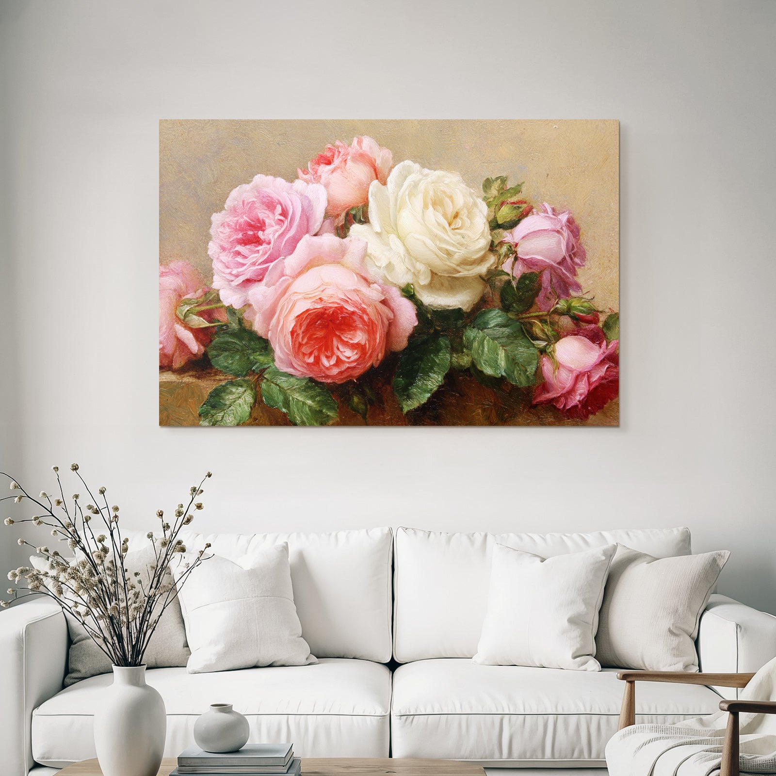 Weiches Impressionistisches Rosenarrangement In Rosatönen Und Weiss