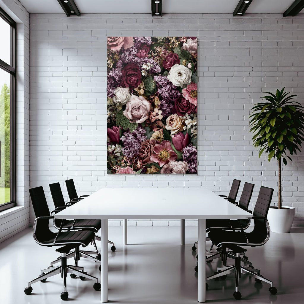 Florale Anordnung Mit Rosen Tulpen Und Flieder Rosa Lila Und Weiss