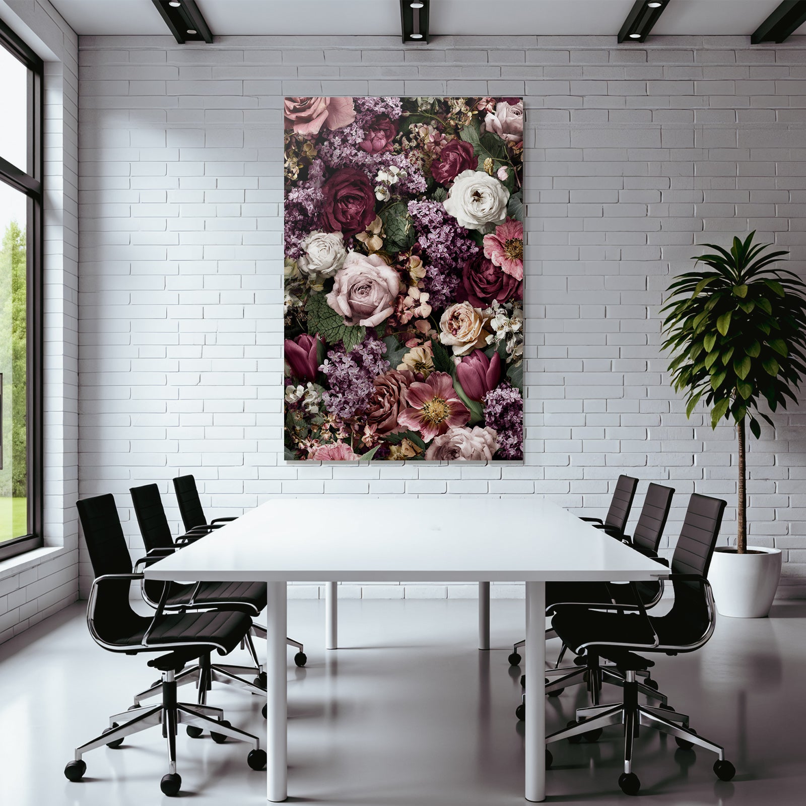 Florale Anordnung Mit Rosen Tulpen Und Flieder Rosa Lila Und Weiss