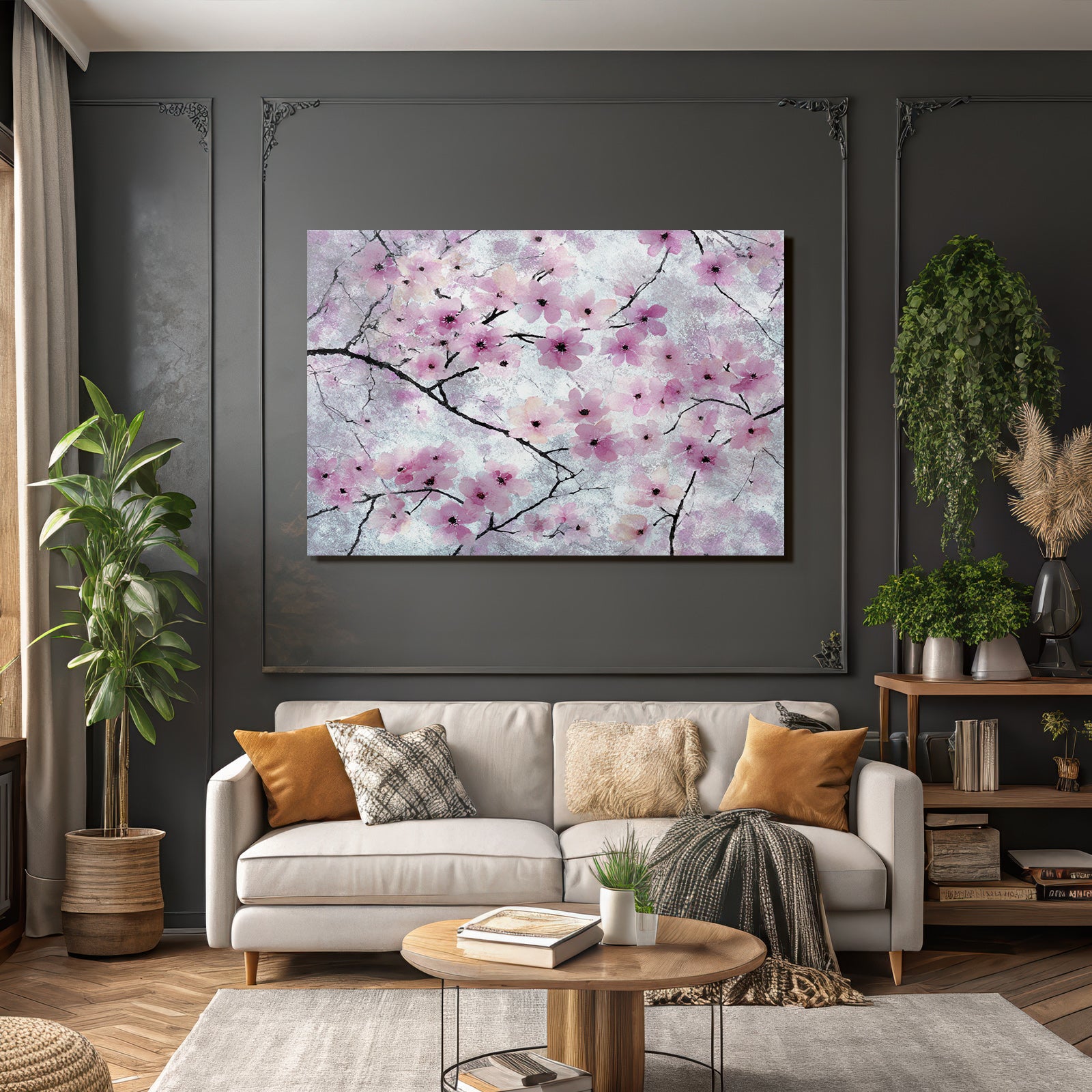 Aquarellbild Sanfte Rosa Kirschblüten Zarte Zweige