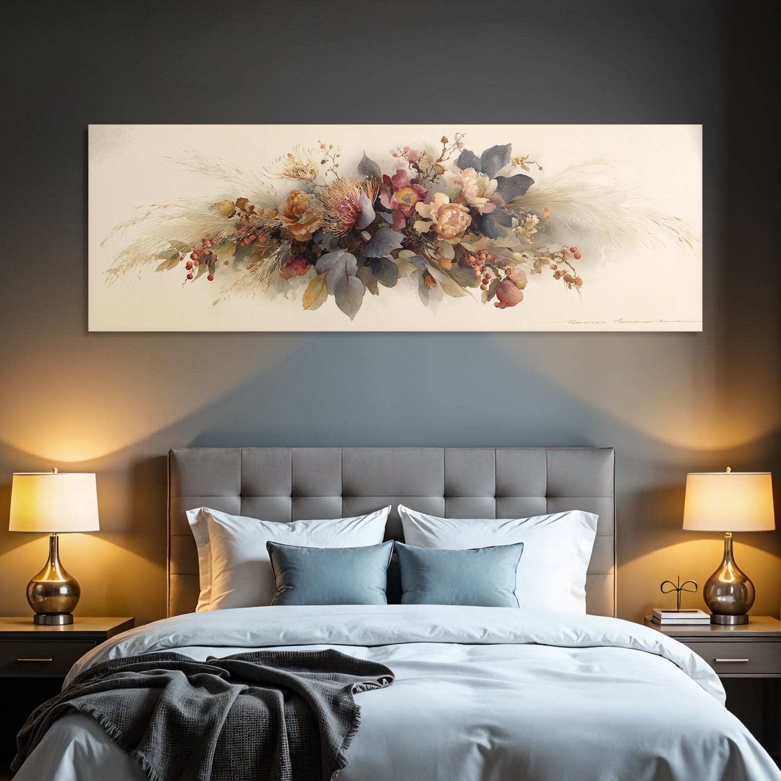 Trocken Retro Flowers Blumige Aquarellillustration Mit Weichen Farben Dekorative Elemente