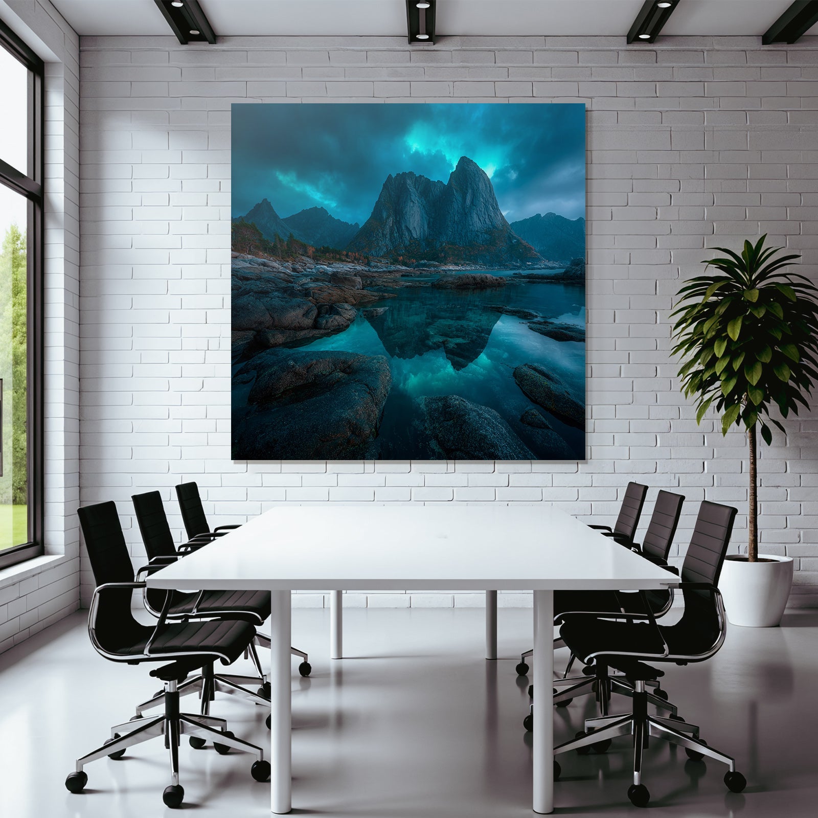 Polarlicht Dramatische Landlandschaft Mit Bergen Reflection Twilight Stimmung | Fjorde und Gletscher | Landschaften