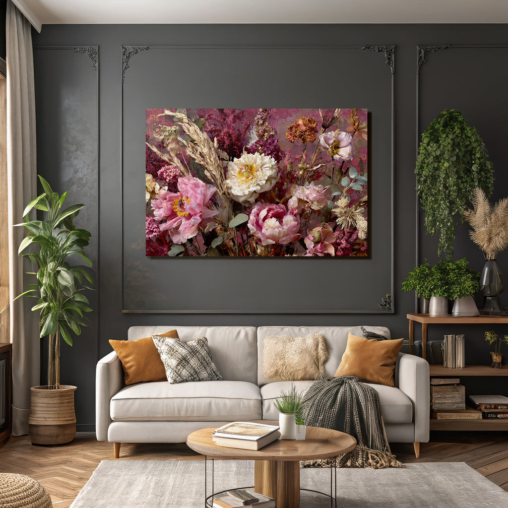 Trocken Retro Flowers Arrangement Blüten Getrocknete Pflanzen Wheat Eukalyptus