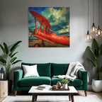 Vintage Biplane Rot Am Himmel Mit Wolken | Flugzeuge | Mobilitaet und Technik