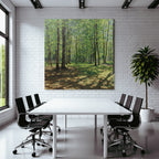 Lush Forest Scene Mit Tall Baeume Und Dappled Sonne Light | Duenen und Heide | Landschaften