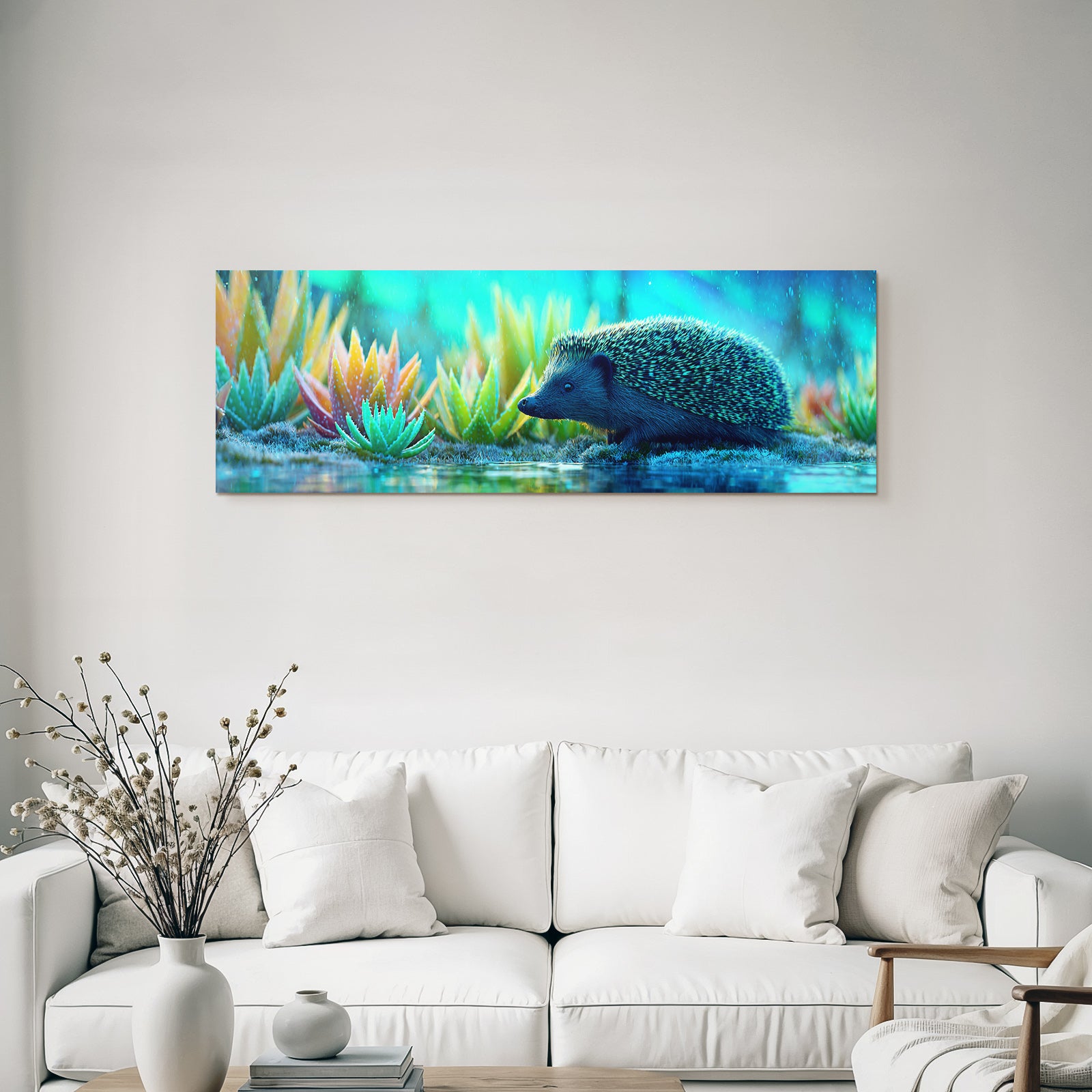 Polarlicht Hedgehog In Vibrant Colorful Landscape Mit Sukkulenten Regnerischem Atmosphare | Fjorde und Gletscher | Landschaften