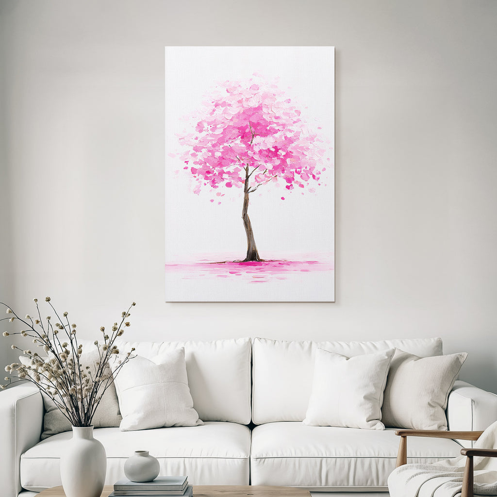 Zartrosa Baum Mit Minimalistischem Hintergrund