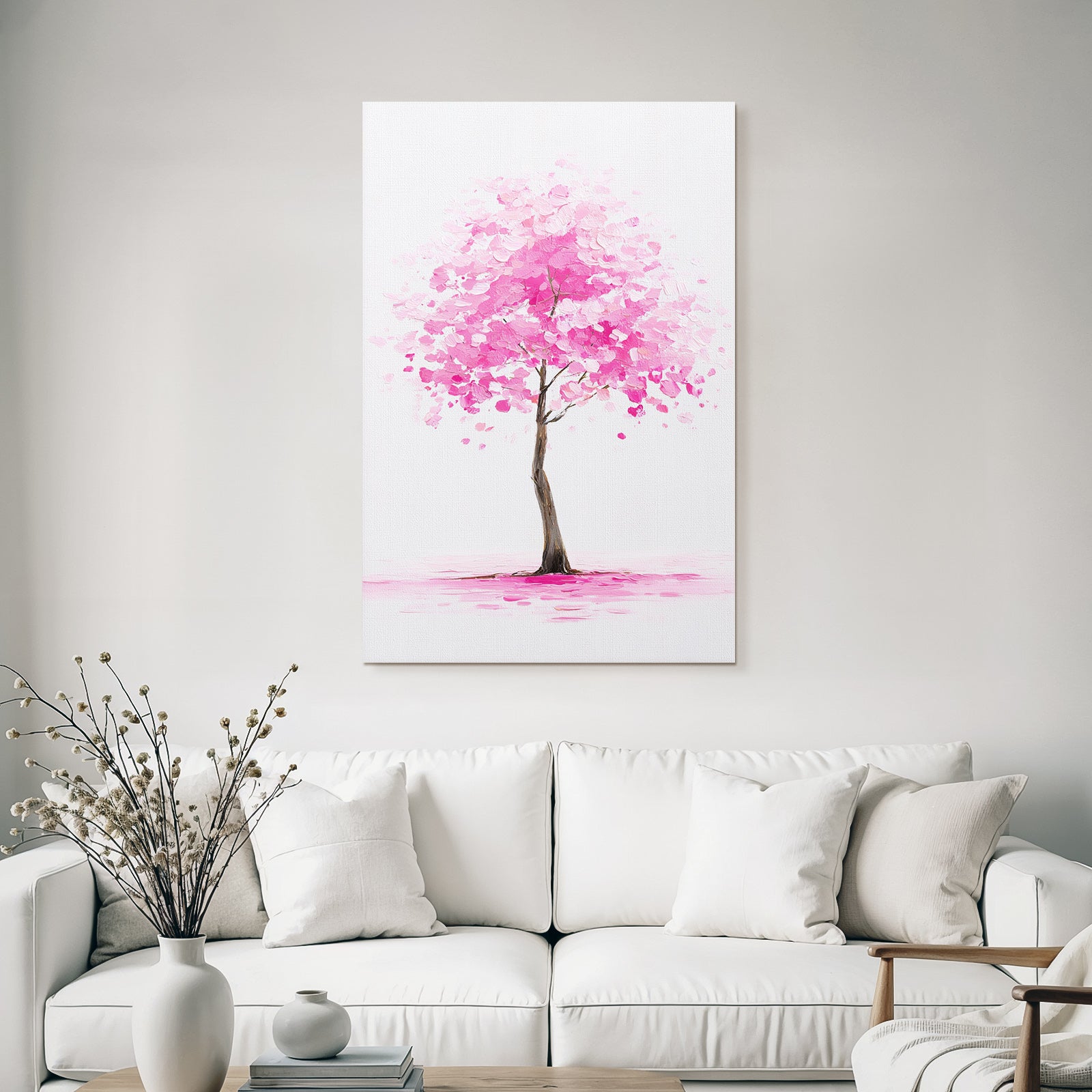 Zartrosa Baum Mit Minimalistischem Hintergrund
