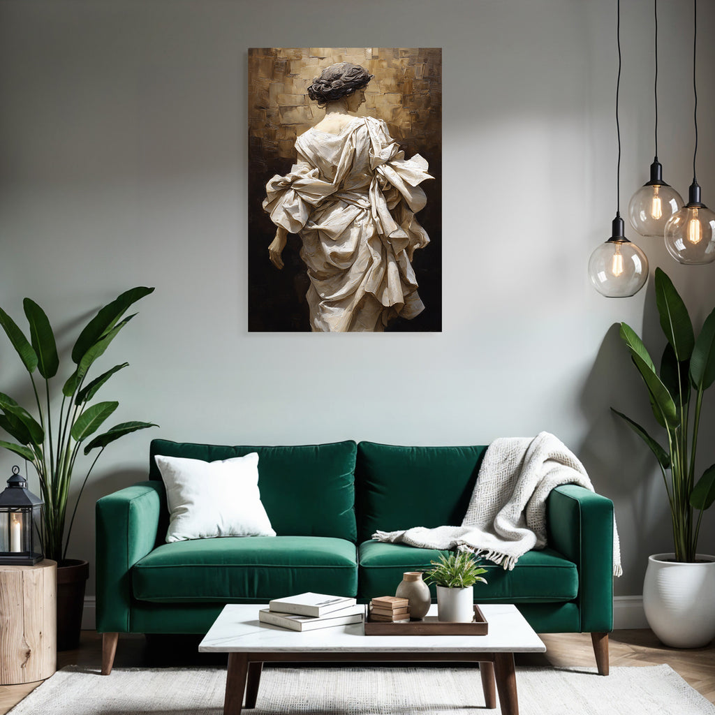 Elegante Figura Mit Gewickeltem Stoff Im Hintergrund Mit Detail Reichtum | Aktkunst und Sinnlichkeit | Menschen und Emotionen
