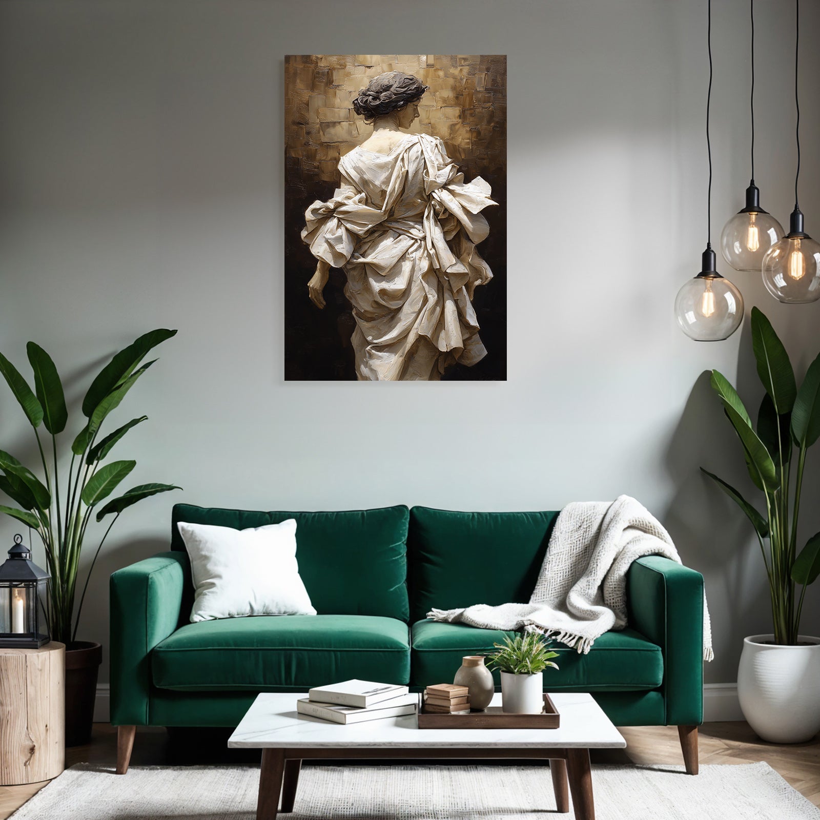 Elegante Figura Mit Gewickeltem Stoff Im Hintergrund Mit Detail Reichtum | Aktkunst und Sinnlichkeit | Menschen und Emotionen